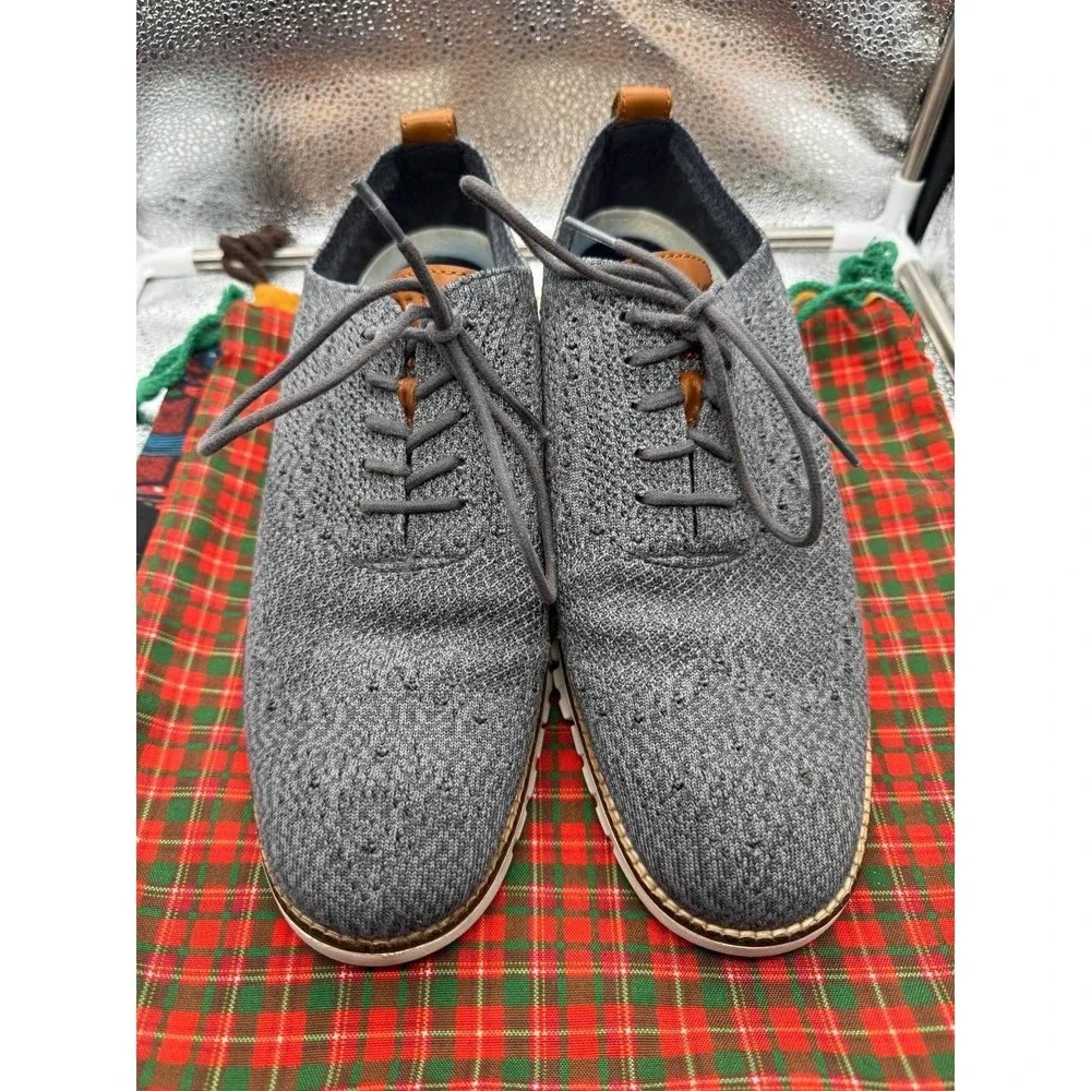Cole Haan Zerogrand Stitchlite Wingtip Shoes Mens 9.5 Gray Knit Oxford Grand OS